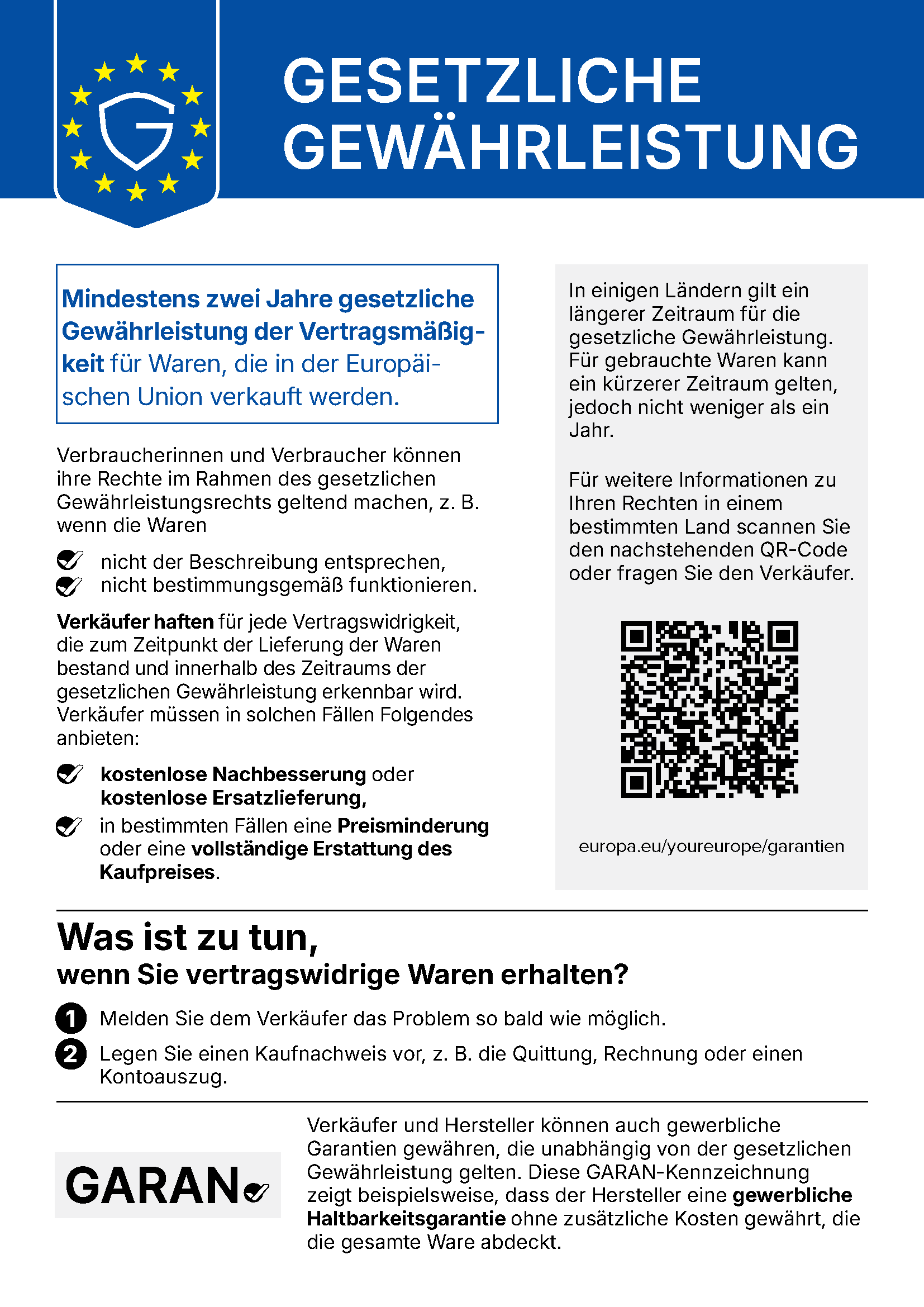 🛡️ Gesetzliche Gewährleistung - Offiziellen Hinweis anzeigen
